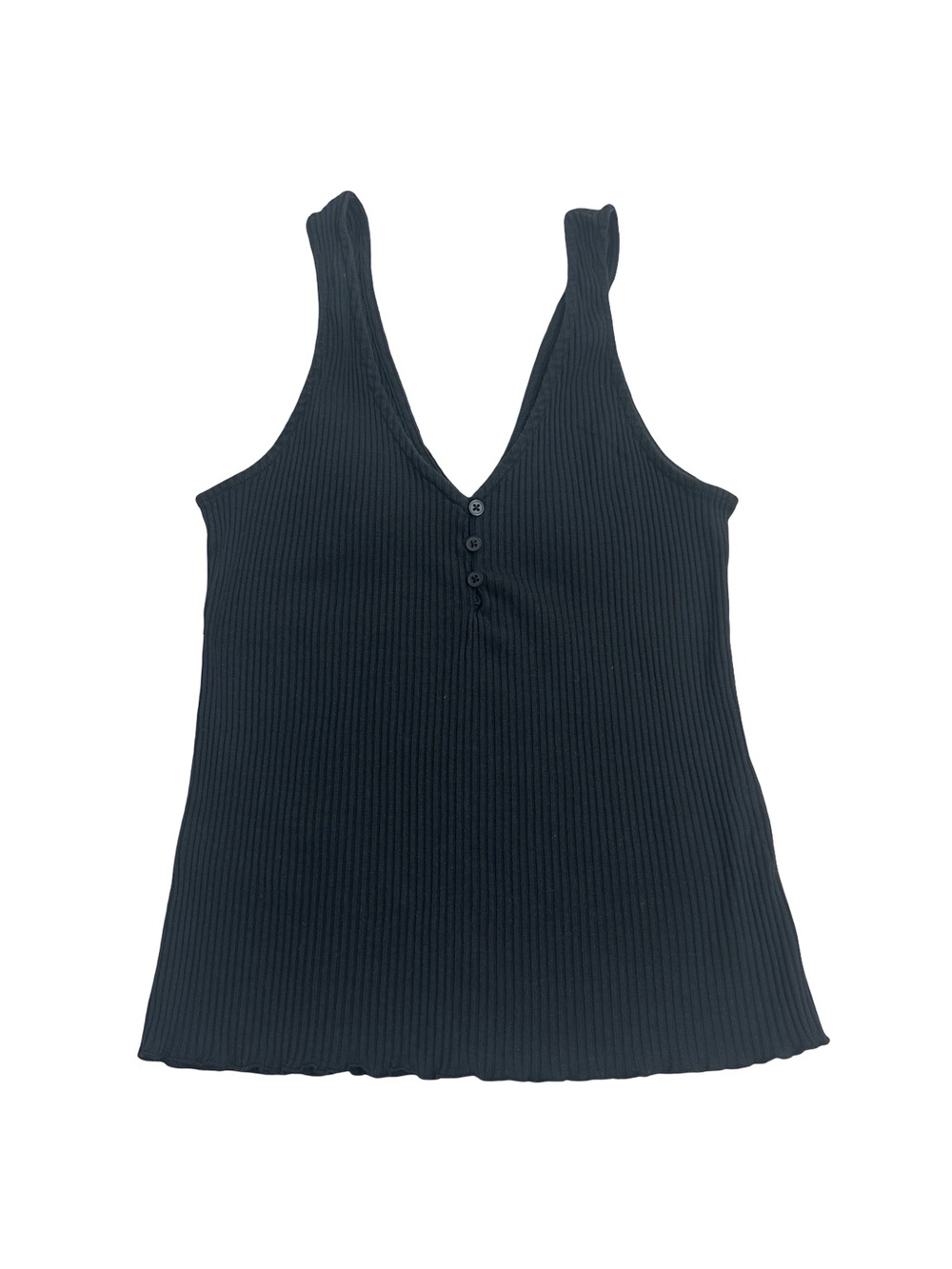 H&M Black Ribbed V-Neck Button Tank